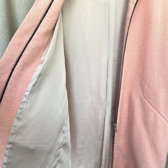 ZARA Women Size S Peach Salmon Pink 3/4 Zip Jacket Peacoat Spring Coat Tweed - Picture 5 of 11